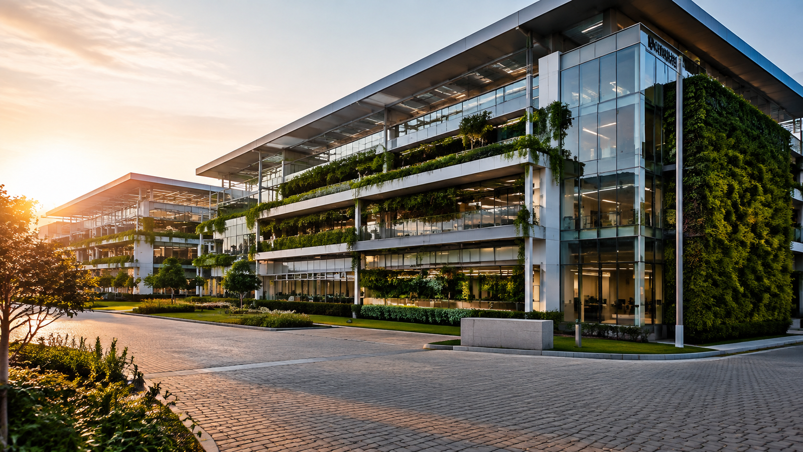 Edificaciones industriales sostenibles con integración paisajística para mitigación climática y reputación ESG